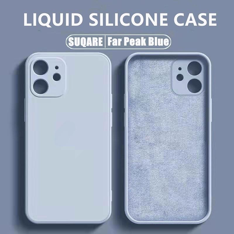Ốp Điện Thoại Silicon Mềm Màu Trơn Dáng Vuông Cho iPhone 11 12 13 14 Pro Max Plus