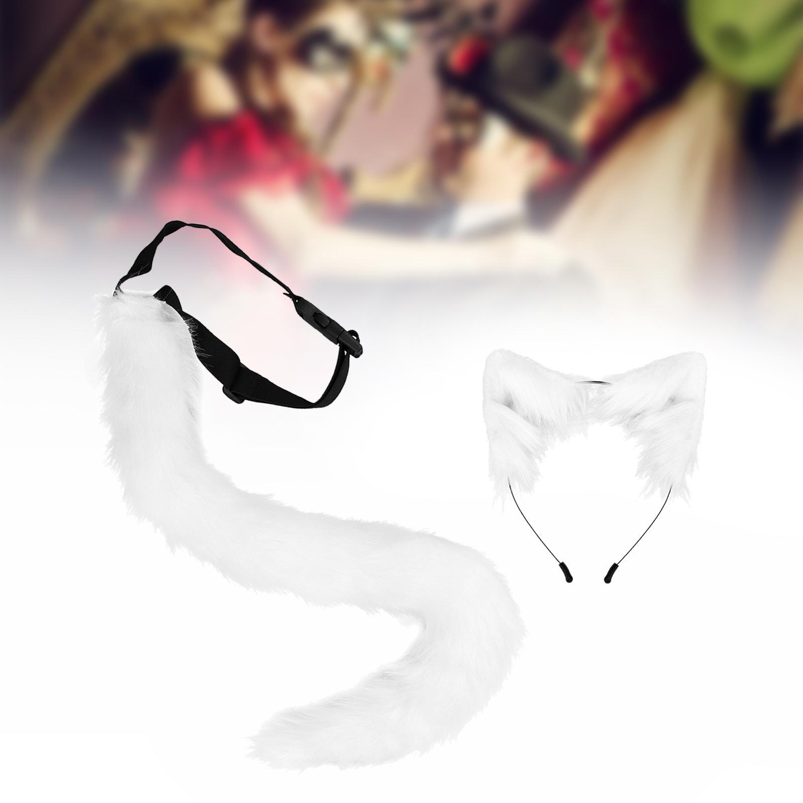 Faux  Ears and Tail Set Ear Headband Gift Animal Themed Parties Photo Props Animals Ears and Tail Cosplay Costume for Graduation Ceremony