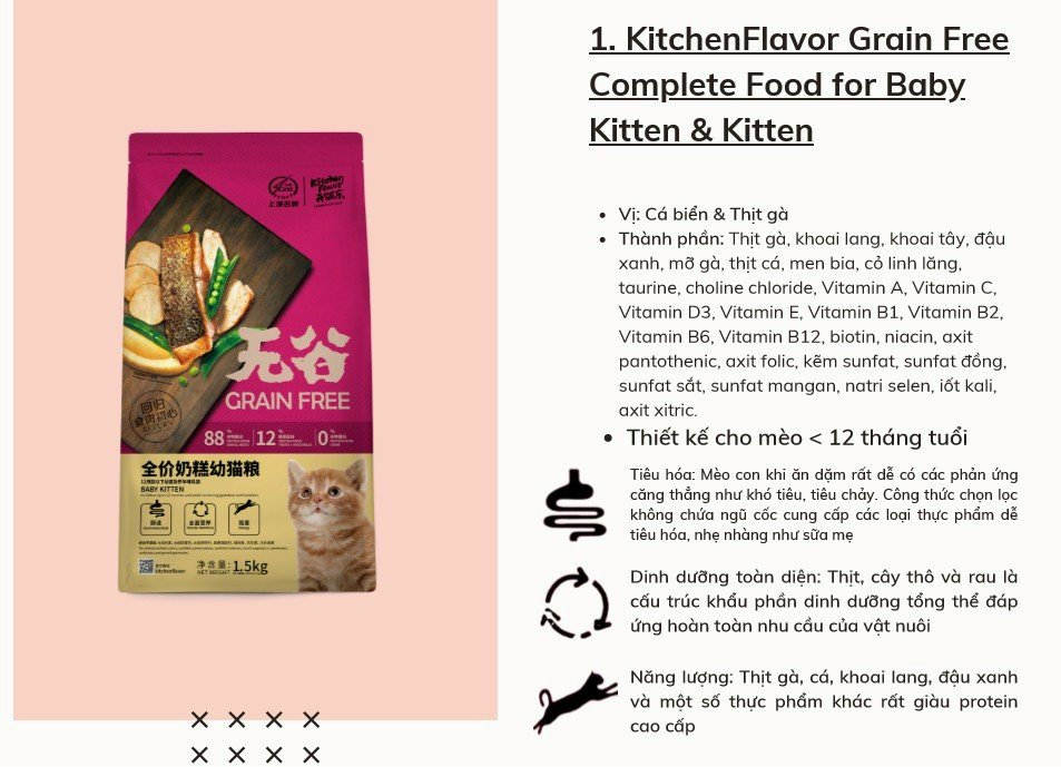 Thức Ăn Hạt Hoàn Chỉnh Cho Mèo Kitchen Flavor Túi 1.5Kg