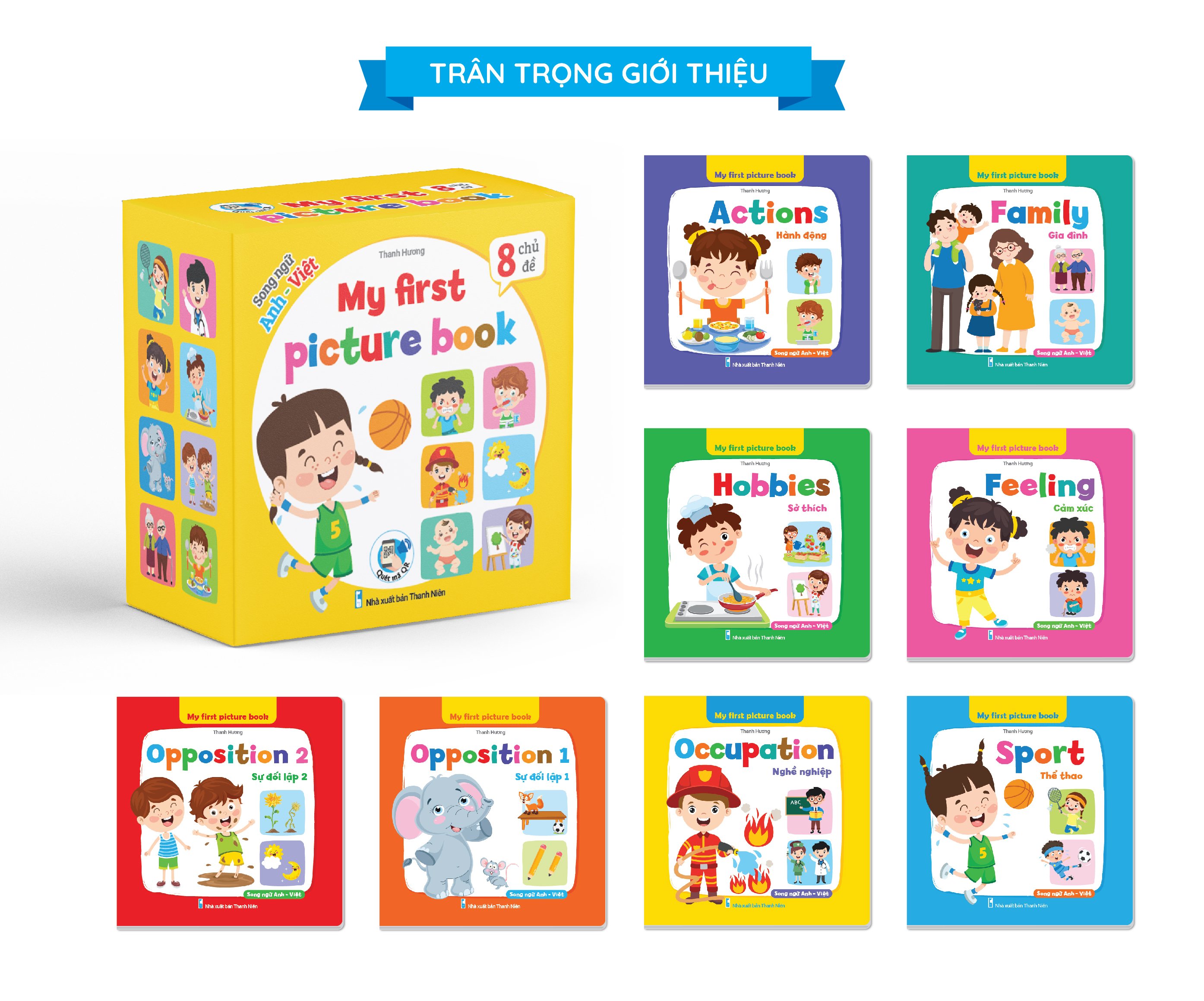 Bộ sách Thư viện hình ảnh đầu tiên cho bé về hành động cảm xúc - My first picture book - Bộ 8 cuốn 8 chủ đề song ngữ - Có file nghe