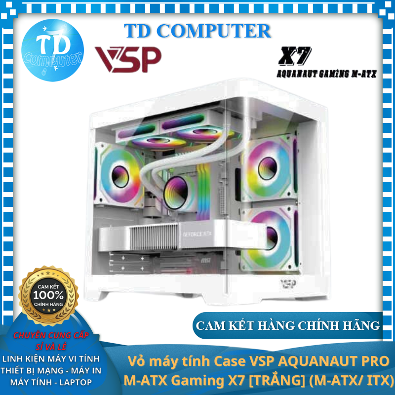 Vỏ máy tính Case VSP AQUANAUT PRO M-ATX Gaming X7 [TRẮNG] (M-ATX/ ITX) - Hàng chính hãng VSP phân phối