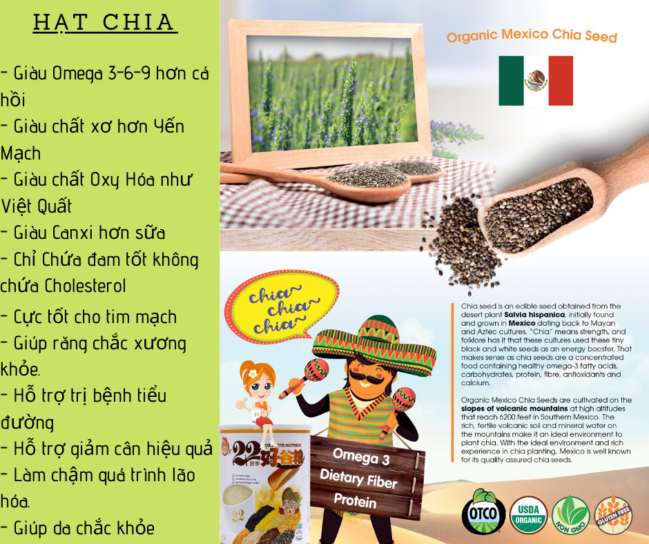 Ngũ cốc dinh dưỡng cao cấp 22 loại hạt hiệu Good Lady - 22 Complete Nutrimix - Chia Seed - hộp thiếc 750g