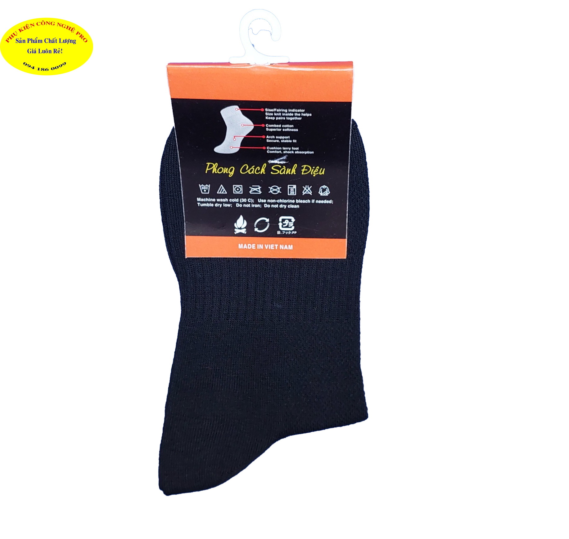 TẤT VỚ NAM Loại cổ cao Dài  33cm Không in chữ Thương hiệu HÀNG VIỆT SOCKS Chất liệu thun cotton, co giãn, Thoáng mát