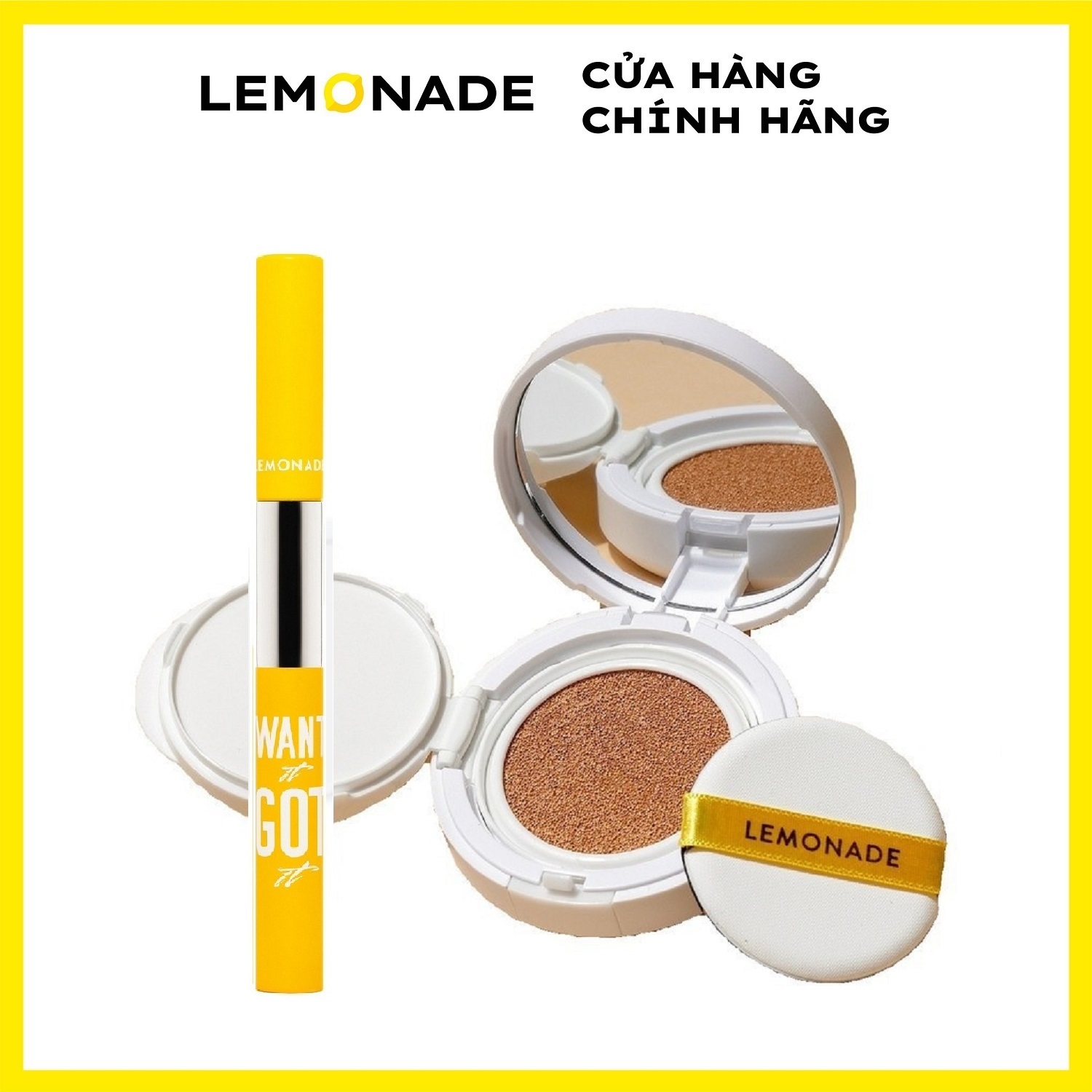 Combo Phấn nước đơn Lemonade Matte Addict Cushion 15g và Chì kẻ mày 2 đầu Want It Got It 4g