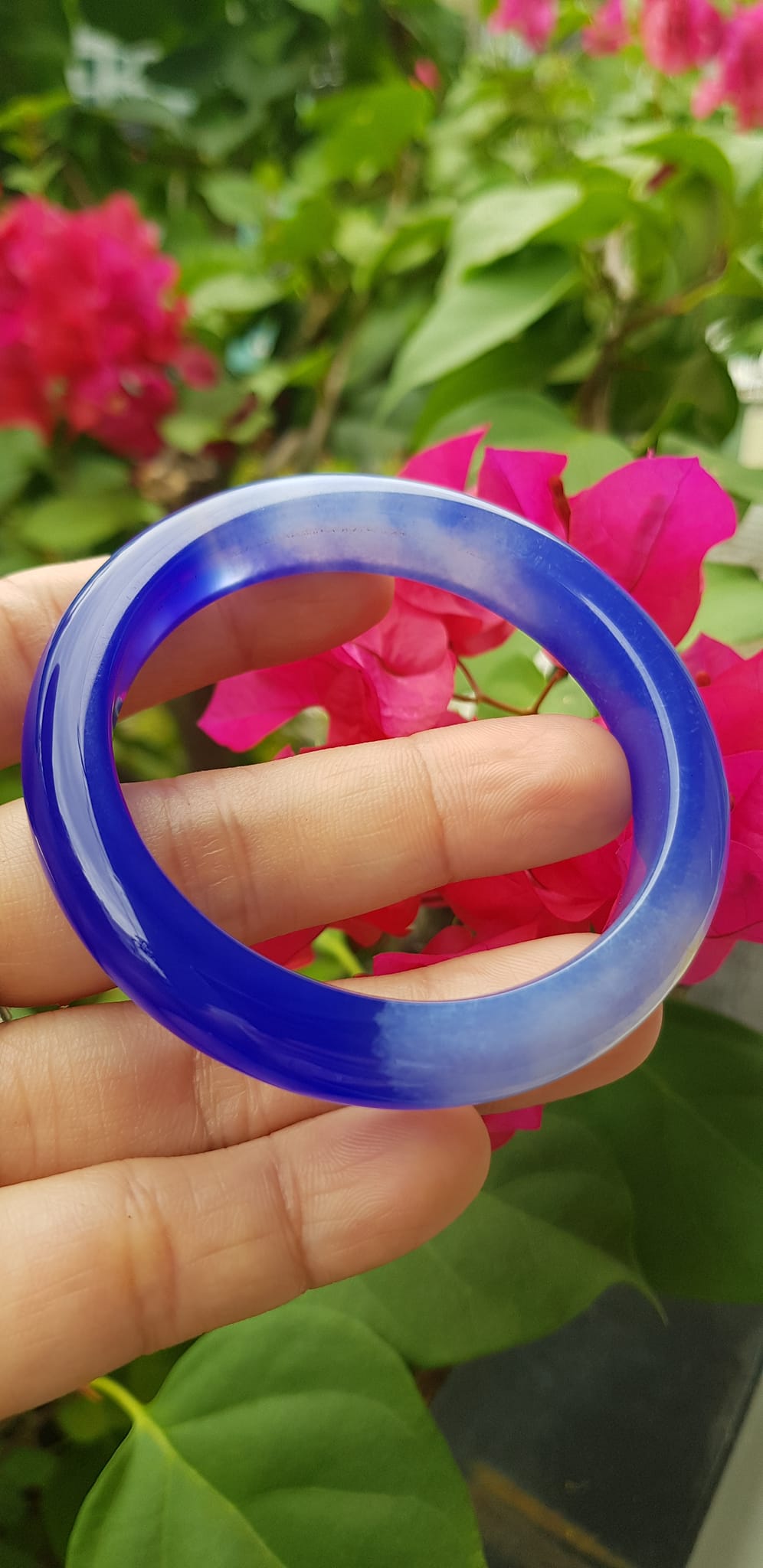 Vòng tay Nữ  Bản Hẹ Đá Mã Não Xanh Dương Đậm nhạt 1 bên đều đẹp Vòng tay Ni 52mm x Cao 11mm x dầy 8mm Nữ mệnh Thủy mệnh môch 50kg - 54kg đeo ạ