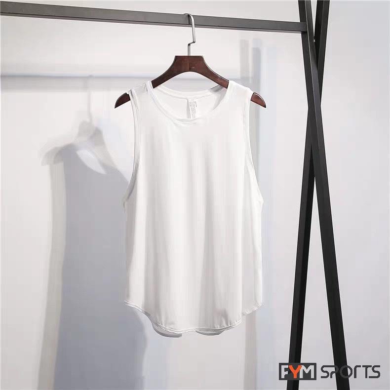 Áo tanktop tập gym - tập yoga nữ PYM SPORT - PYMTT006 xẻ lưng, 4 màu xanh nhạt, đỏ mận, hồng, trắng