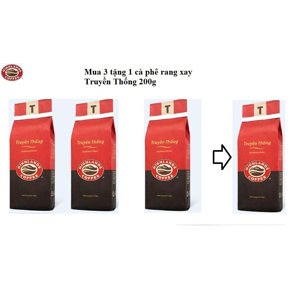 Mua 3 gói tặng 1gói Cà phê Rang xay Truyền thống Highlands Coffee 200g