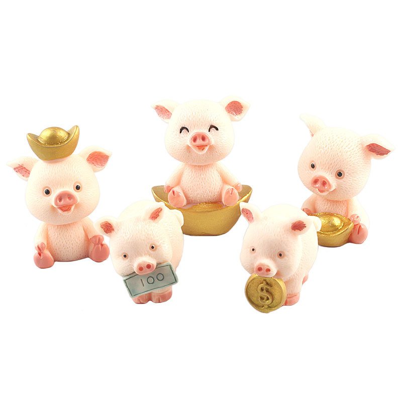 Combo 5 con heo ngậm tiền vàng may mắn phát lộc tài