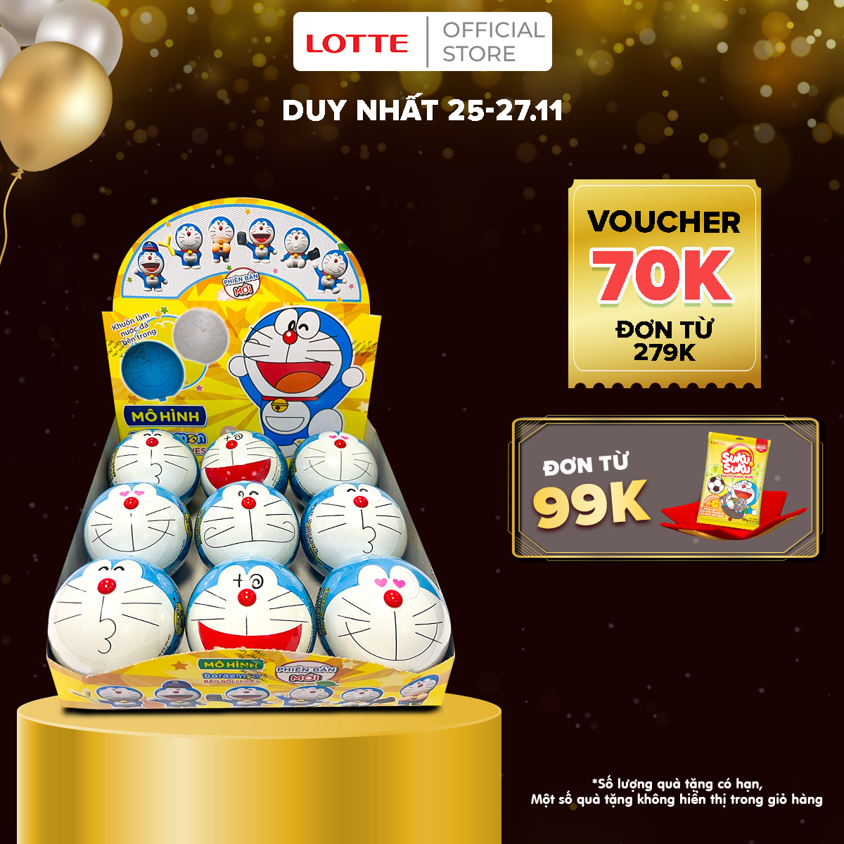 Combo 9 hộp Lotte Doraemon - Kẹo gum hương cam 3 g