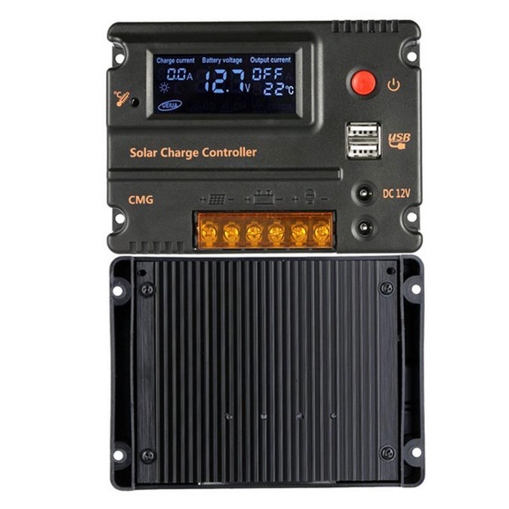 20A MPPT PWM Controller Waterproof Solar Charge Controller w/LCD Display and LED Bar