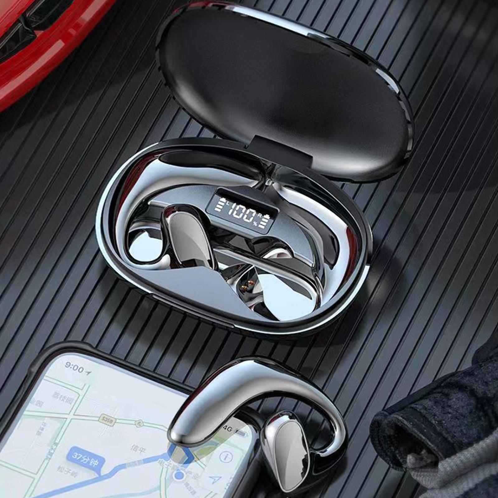 Air Conduction Bluetooth Headphones Wireless Headset Over Ear for Workout Black