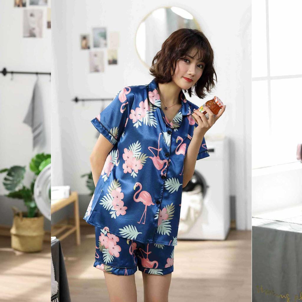 Đồ bộ đùi nữ - đồ ngủ tiểu thư, bộ lụa satin siêu đẹp B65