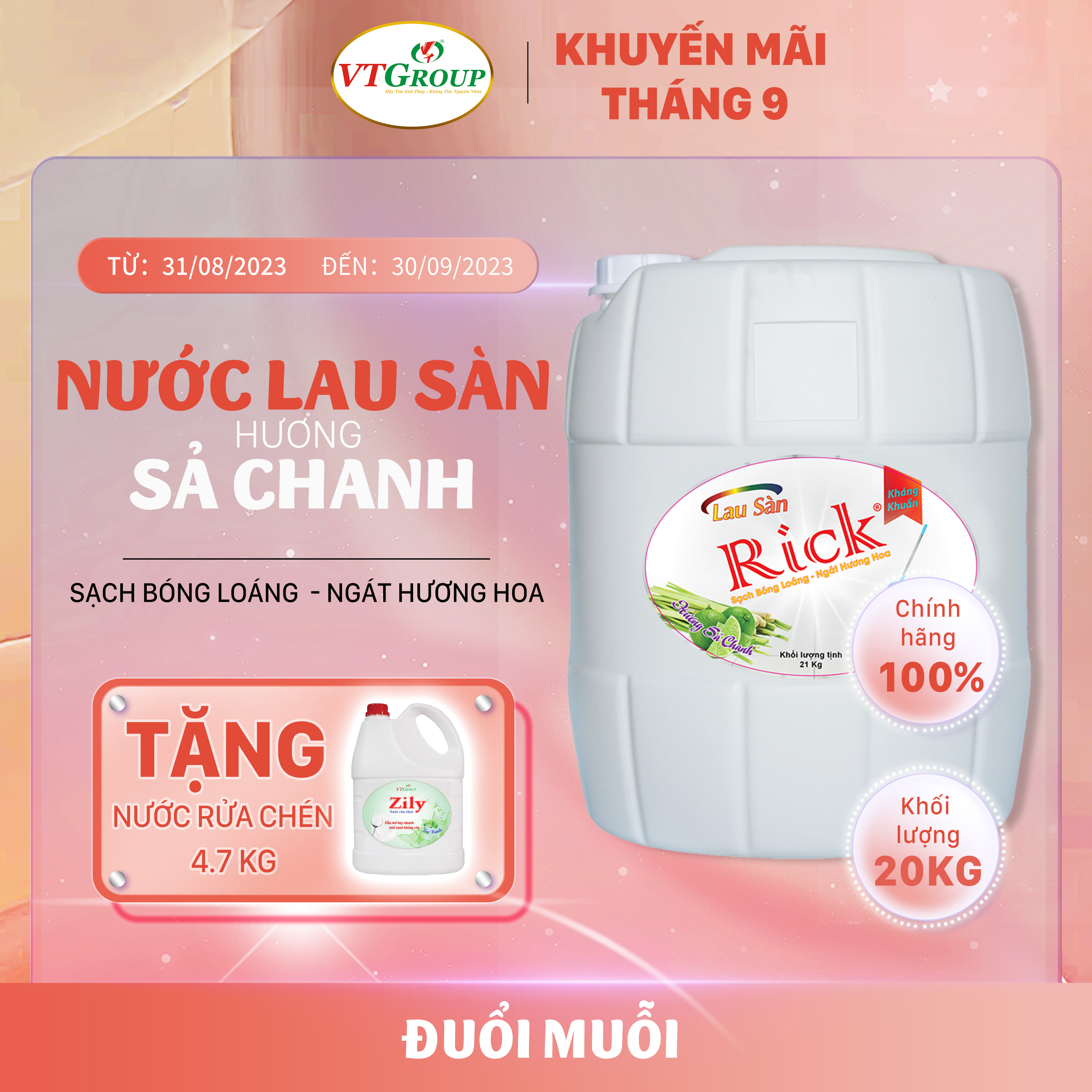 Nước lau sàn Rick 20kg (Can) - Tặng 1 NRC 4.7KG