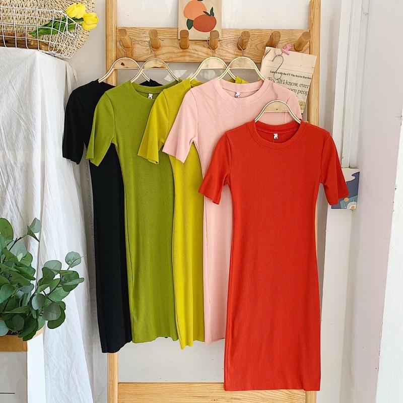 Đầm body thun gân