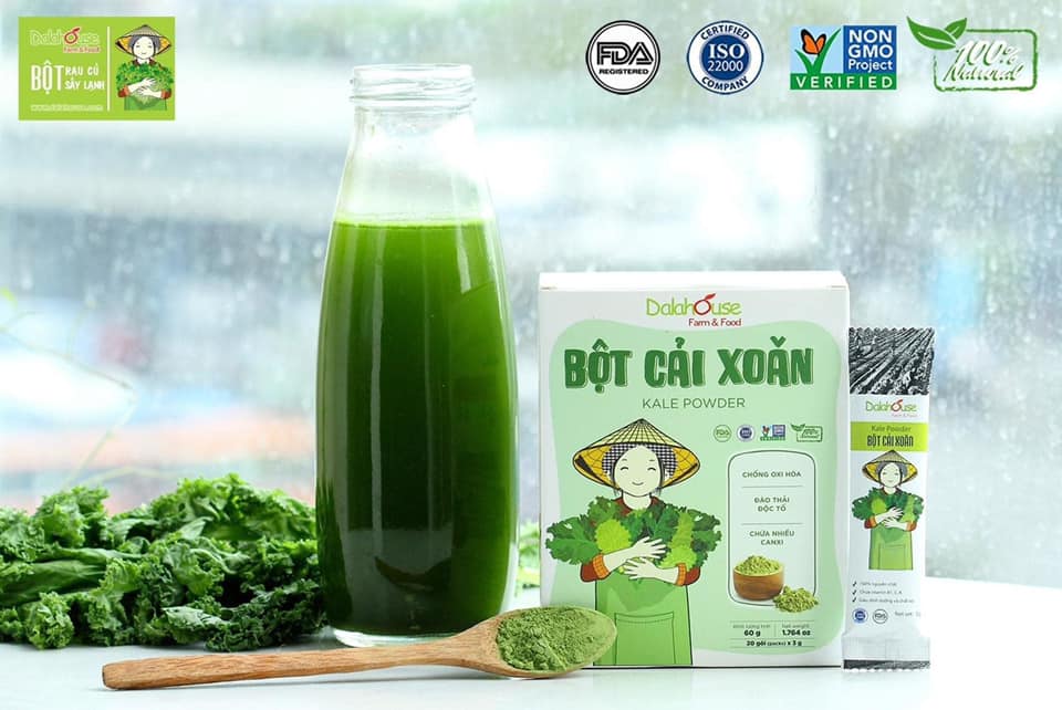 Bột Cải Xoăn kale sấy lạnh hỗ trợ giảm cân thải độc an toàn giảm cholestrol cung cấp chất xơ tự nhiên chống lão hoá (hộp 60g)