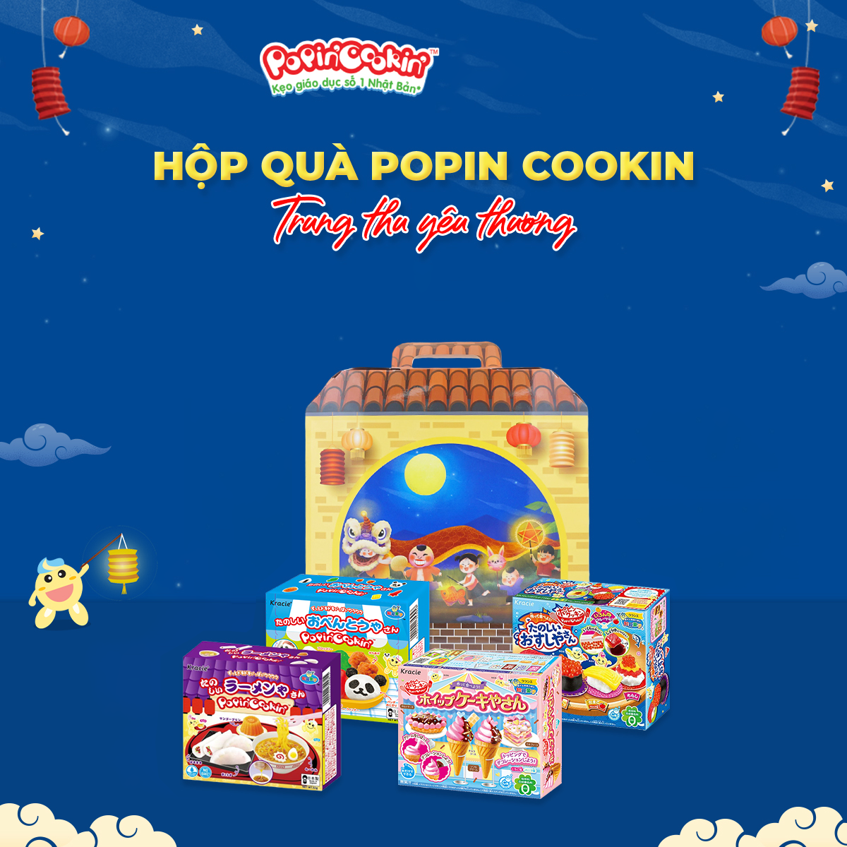 Hộp quà Popin Cookin - Yêu thương (Kem chocolate, Ramen, Sushi, Obento)