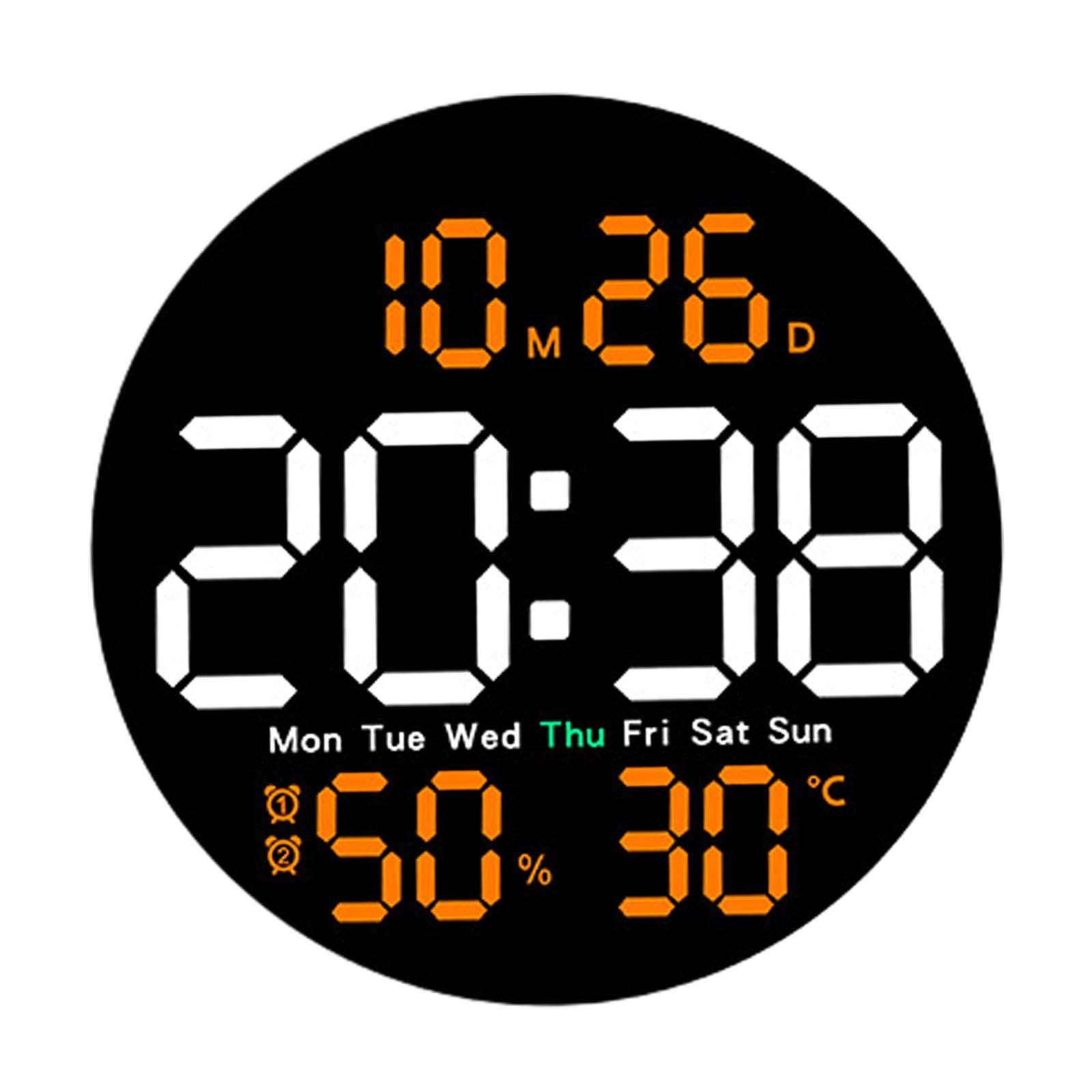 Digital Wall Clock Alarm Clock Hanging Adults Temperature/humidity Digital Clock Electronic Clock for Home Bedroom Study Room