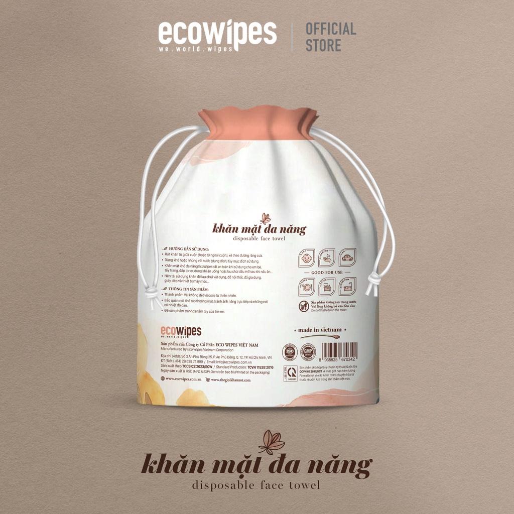 Khăn giấy khăn mặt khô đa năng Ecowipes cuộn 80 tờ size khăn 20x20cm lau khô lau ướt giấy lau mặt dùng một lần