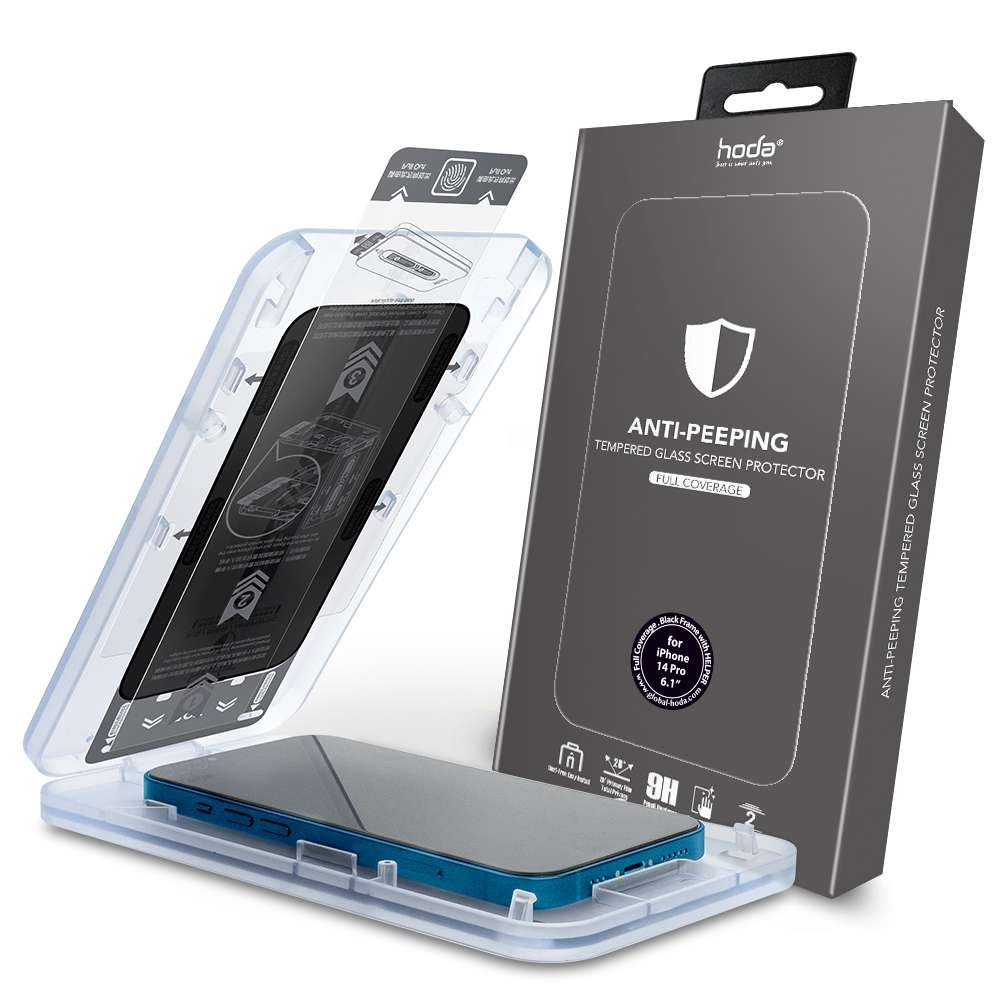 Dán Cường Lực dành cho iPhone 15 Pro Max/14 Pro/14 Pro Max/13/13 Pro/13 Mini/13 Pro Max HODA Full Chống Nhìn Trộm Kèm Khung Dán - Hàng Nhập Khẩu