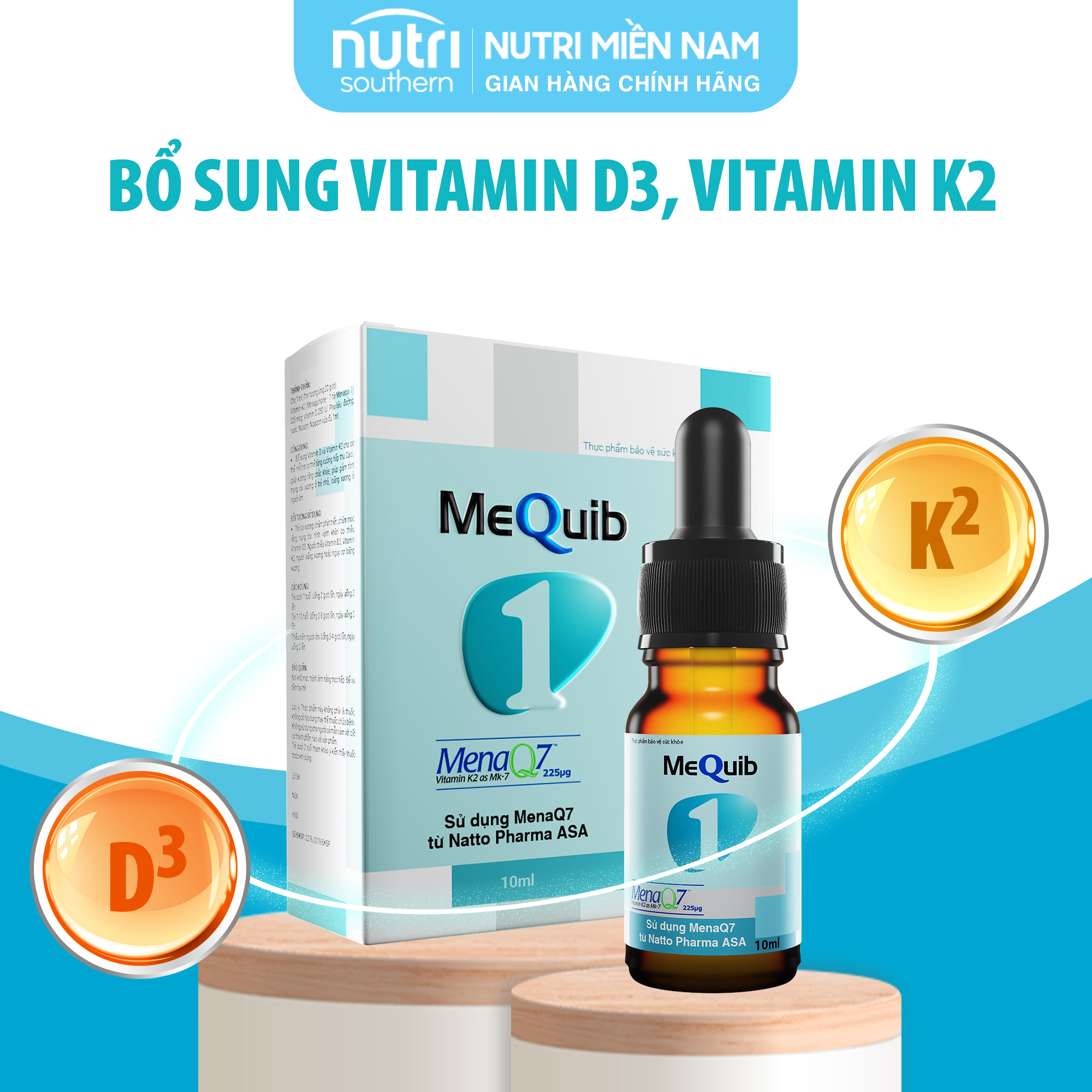 Vitamin D3 K2 MK7 MenaQ7 MEQUIB 1 - Giúp tăng cường hấp thu canxi và phát triển chiều cao