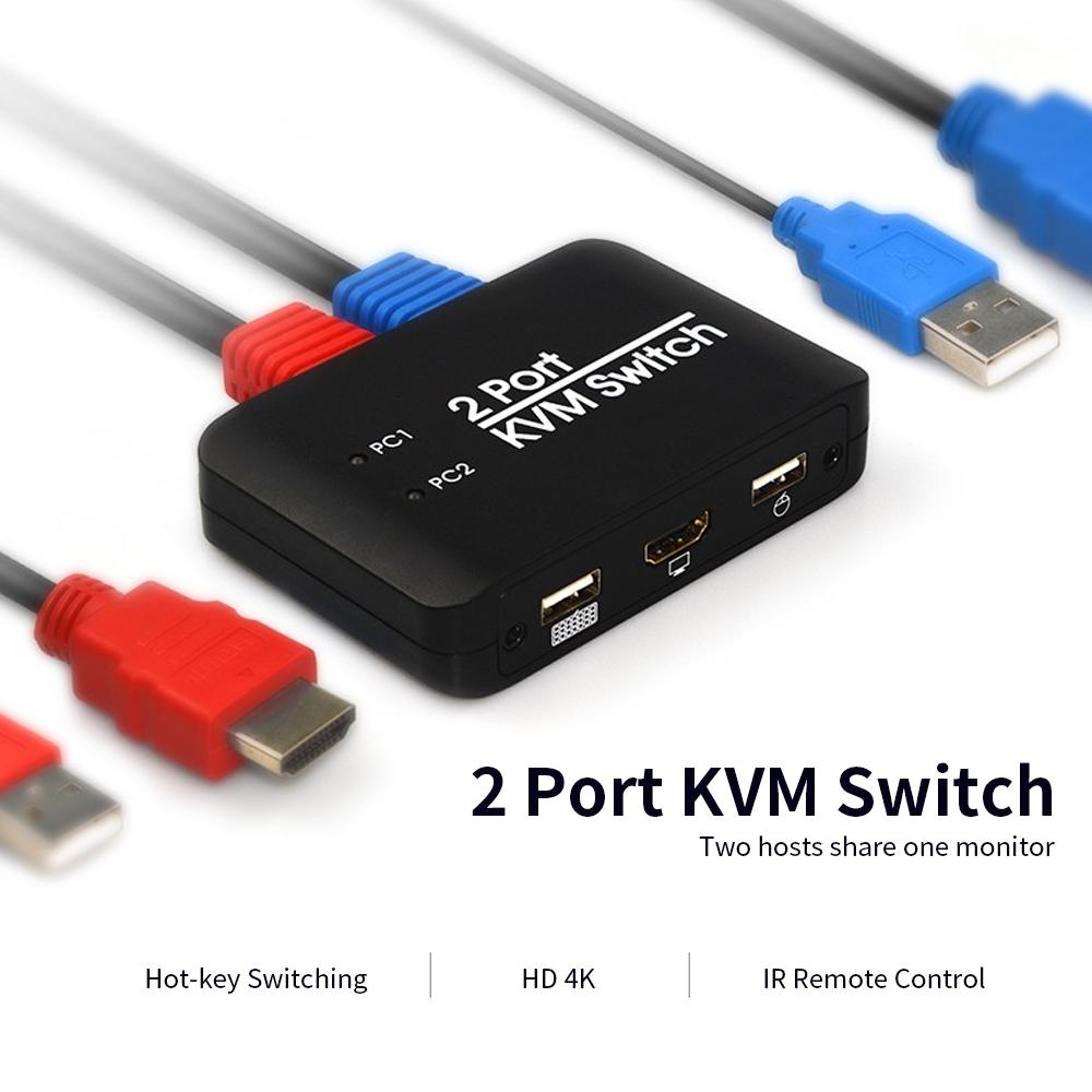 Cổng Chuyển Đổi 2 Cổng Công Tắc Điều Khiển Chuột Và Bàn Phím Từ Xa Kvm USB2.0 Hd 2.0 4K