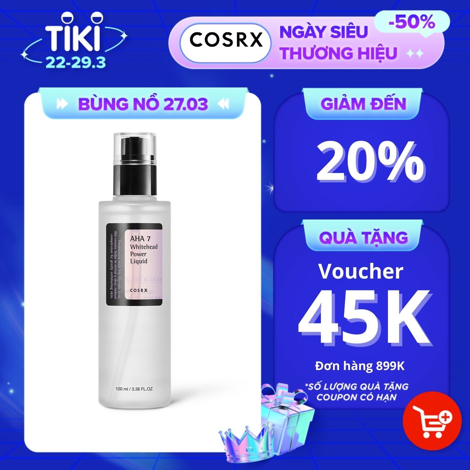 Dung Dịch Tẩy Tế Bào Chết Hoá Học 7% AHA COSRX Whitehead Power Liquid Exfoliator 100ml