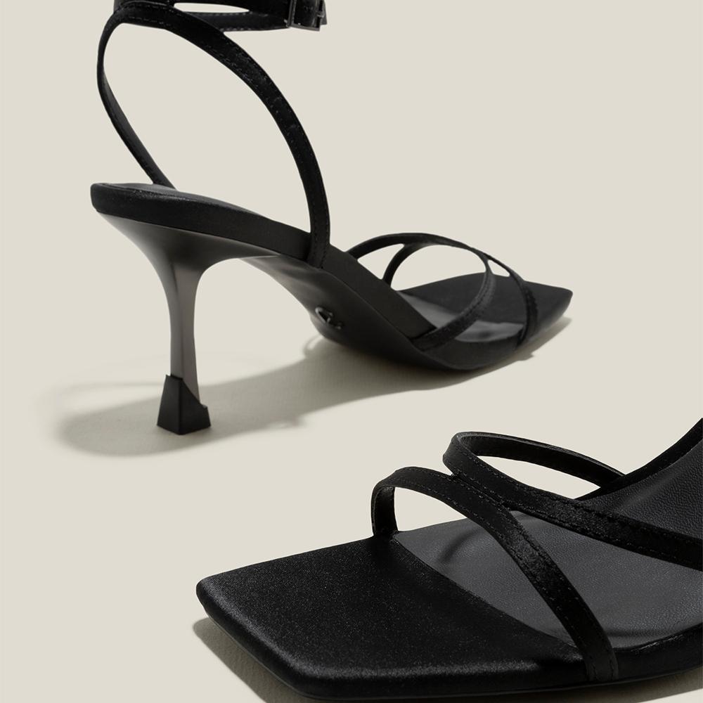 Vascara Sandal Quai Satin Mảnh Nhấn Gót Hiệu Ứng Aluminium - SDN 0764