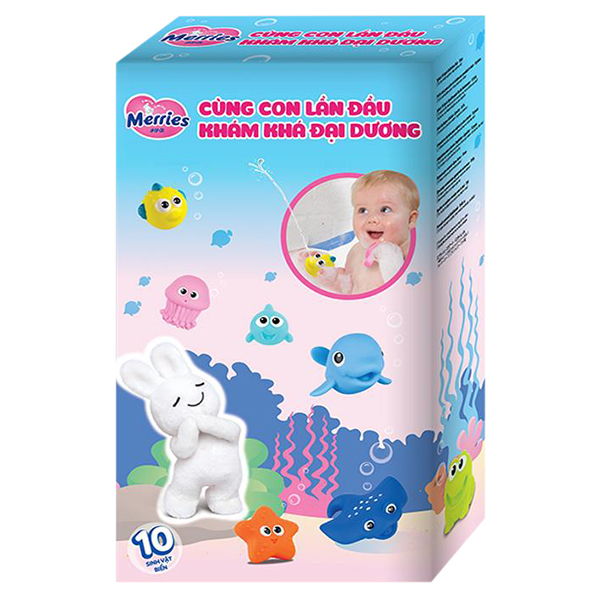 Combo 3 Tã Quần Merries Size L - 44 Miếng (Cho Bé 9 - 14 Kg) - Tặng 1 Bộ Đồ Chơi Nhà Tắm Cao Cấp