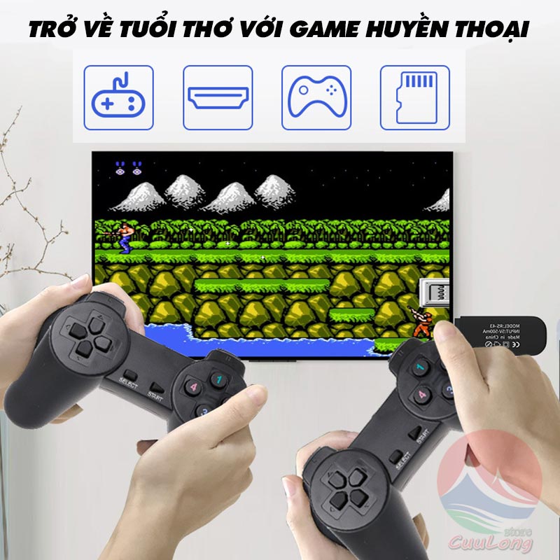 Máy chơi game điện tử 4 nút tay cầm không dây GAME STICK 4K bản V2 kết nối HDMI - TRẢI NGHIỆM TRÒ CHƠI TỐC ĐỘ 10.000 GAME PS1 -SNES - Nin.tendo - GameBoy MỚI NHẤT 2023