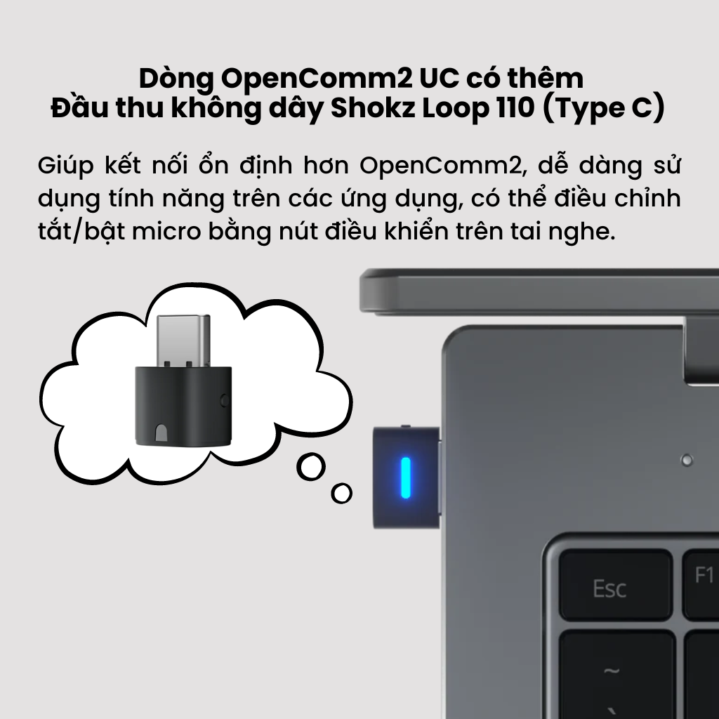 Tai nghe Bluetooth truyền âm thanh qua xương Shokz OPENCOMM2/OPENCOMM2 UC - Hàng Chính Hãng