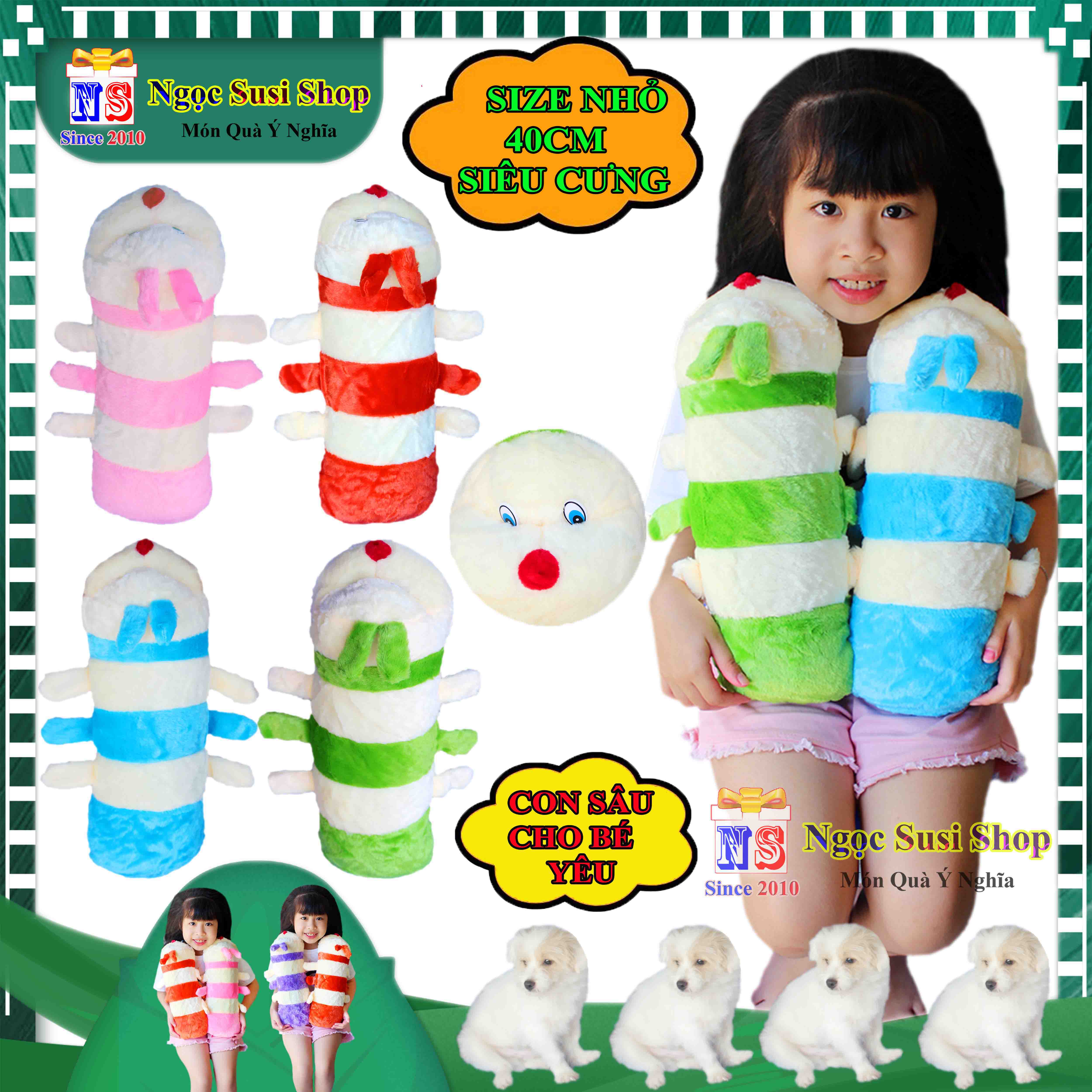 GỐI ÔM CON SÂU SIZE NHỎ CHO BÉ ÔM NGỦ SIÊU CƯNG - THÚ BÔNG HÌNH CON SÂU