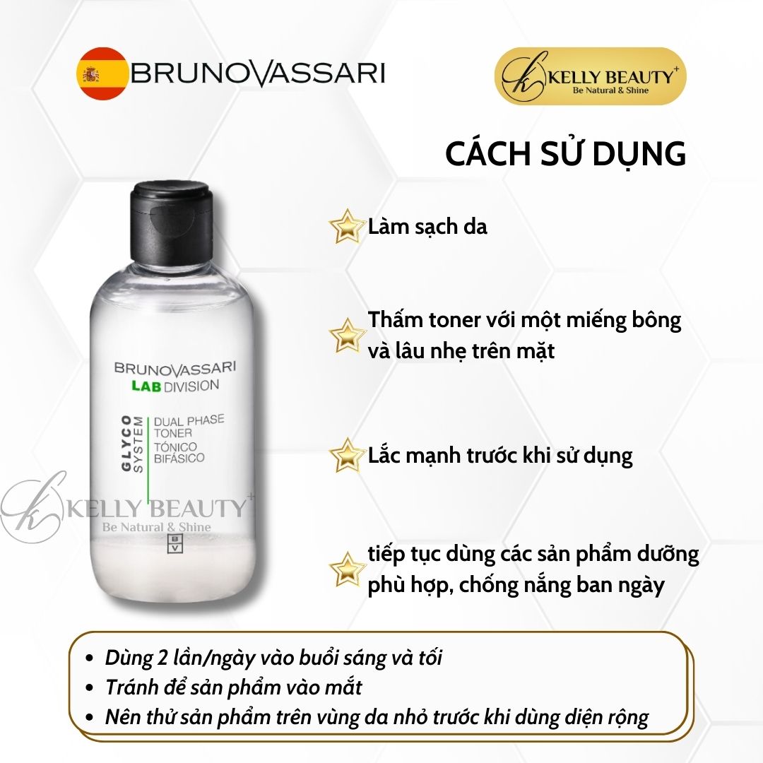 Toner Làm Sạch Sâu Trẻ Hóa Da Glyco System - Dual Phase Toner - Bruno Vassari | Kelly Beauty