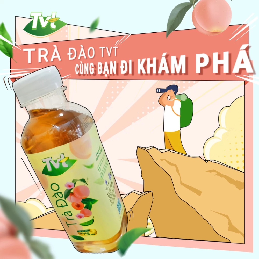 [Thùng 24 chai 450ml] Trà Vải TVT- thanh mát, tự nhiên từ nước cốt vải thiều, trà xanh nguyên chất