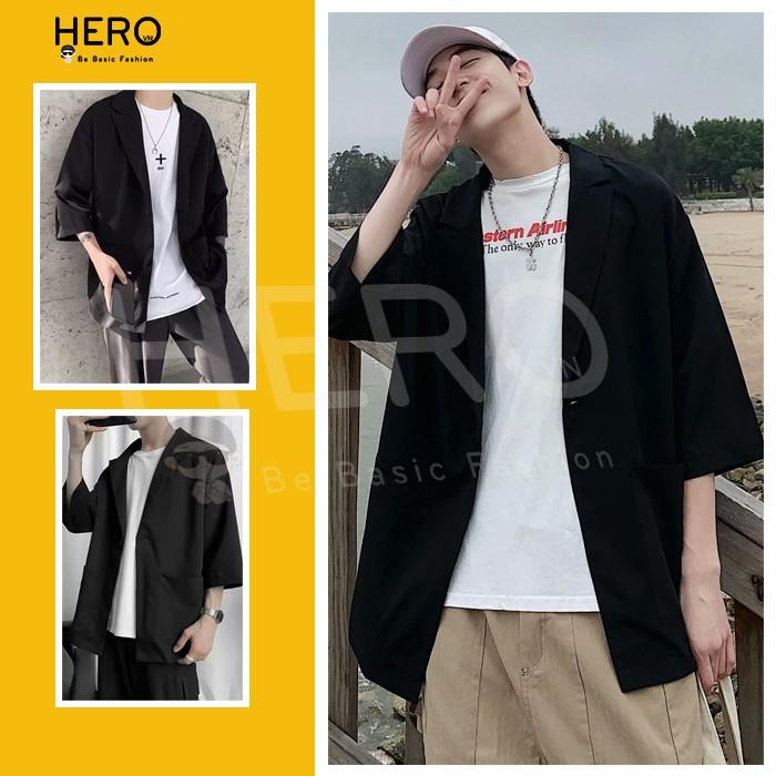 Áo khoác Blazer Nam tay lỡ Form Rộng Phong Cách Hàn Quốc Thu Hè BZ05