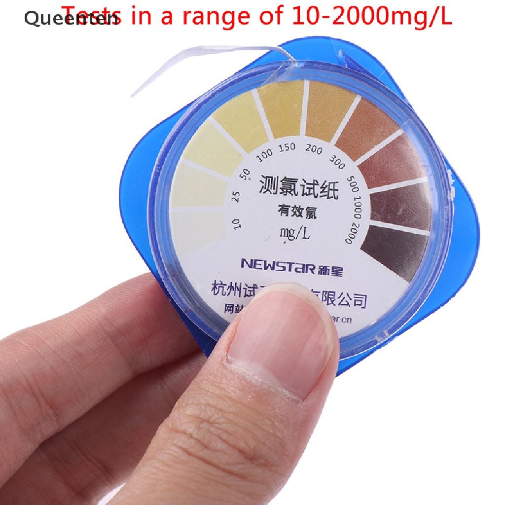 Queenten 1Roll Chlorine Test Paper Strips Range 10-2000mg/lppm Color Chart Cleaning Water QT