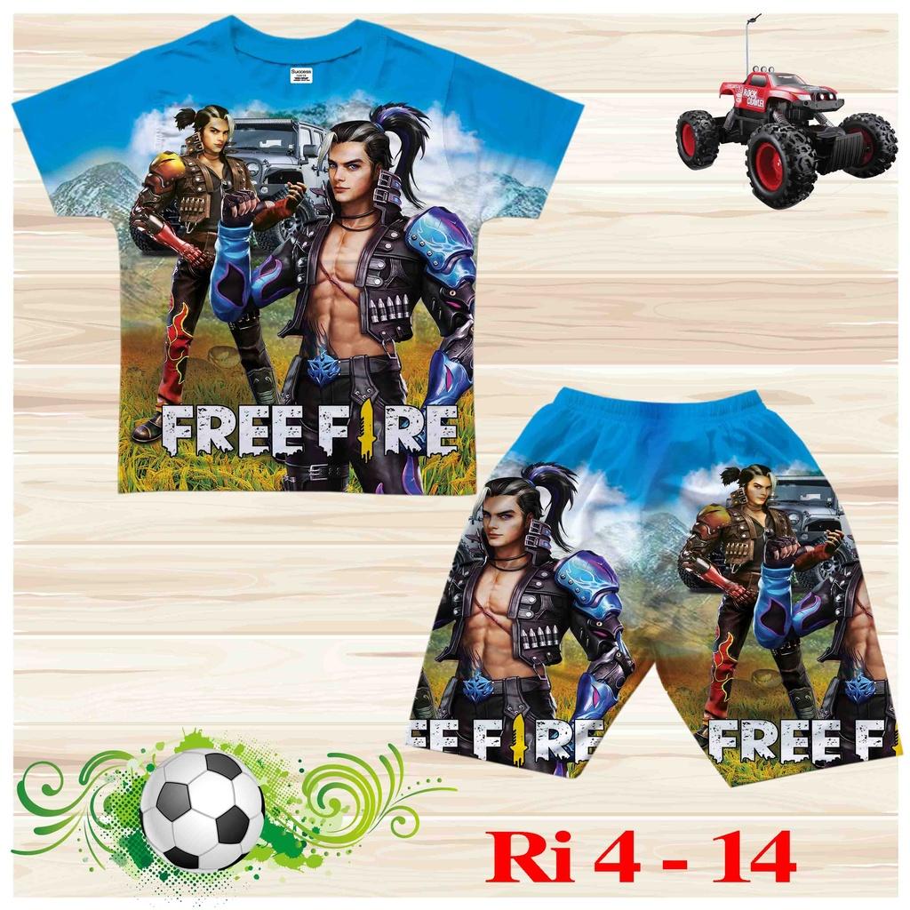 Đồ bộ bé trai, bộ cộc tay cho bé trai hình Game Free Fire size 18-36KG chất thun lạnh Thái mát