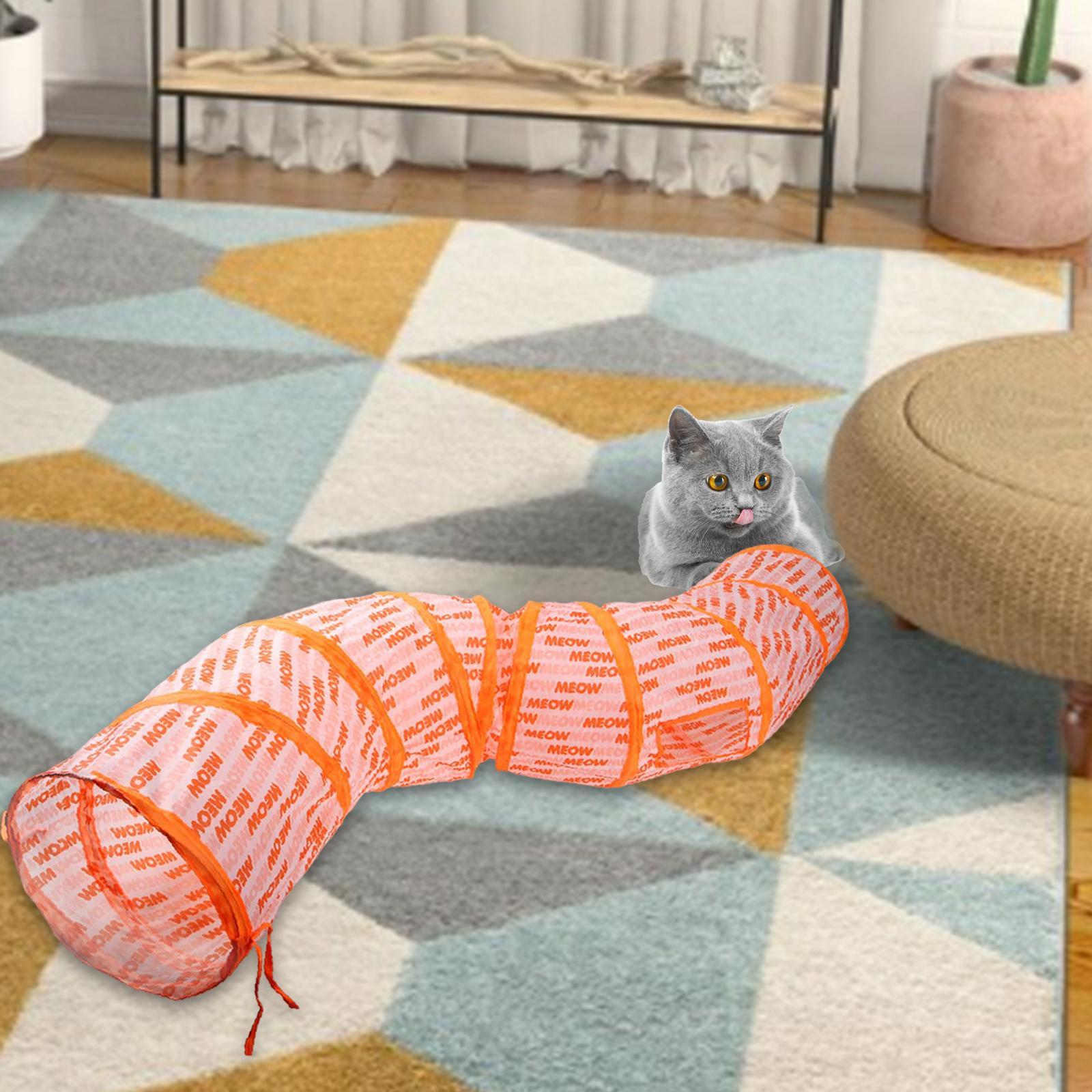 4 Pieces Cat Foldable Tunnel Toy for Bunny Kitten Small Animal Play Tunnel