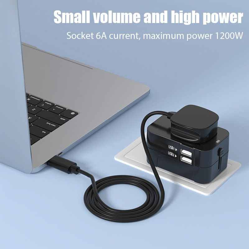 Ổ Cắm Điện Du Lịch Quốc Tế Đa Năng Tích Hợp 2 Cổng USB . Chất Liệu Nhựa PC Chống Cháy Phù Hợp Với Hơn 150 Quốc Gia - Hàng chính hãng