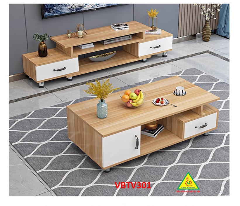 Combo Bộ kệ tivi và bàn trà, bàn sofa phong cách hiện đại sang trọng VBTV301