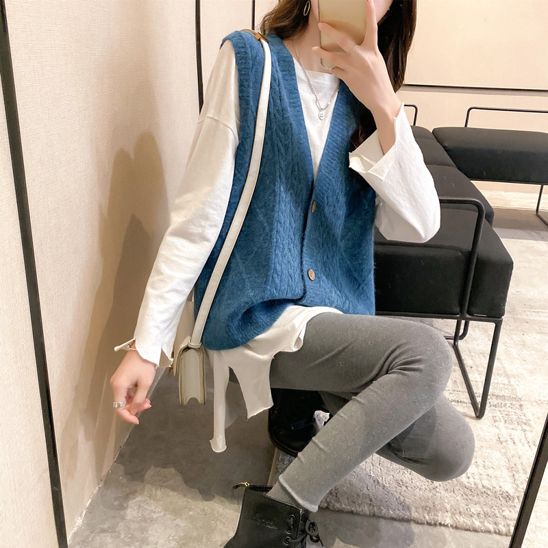 Áo Gile len nữ vặn thừng đóng cúc 03