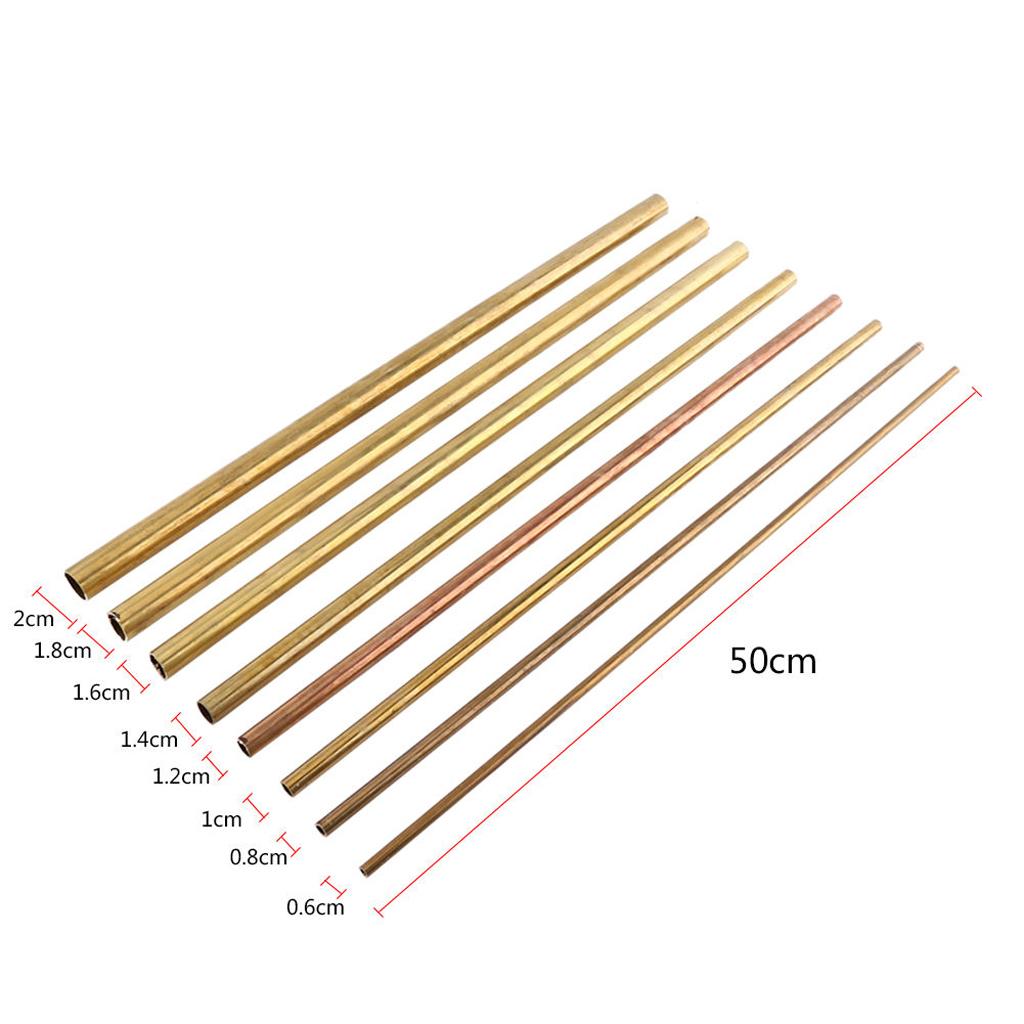 3Pcs Brass Tube Pipe Tubing Round Bar Rod Long 50cm Wall 1mm Tube Pipe