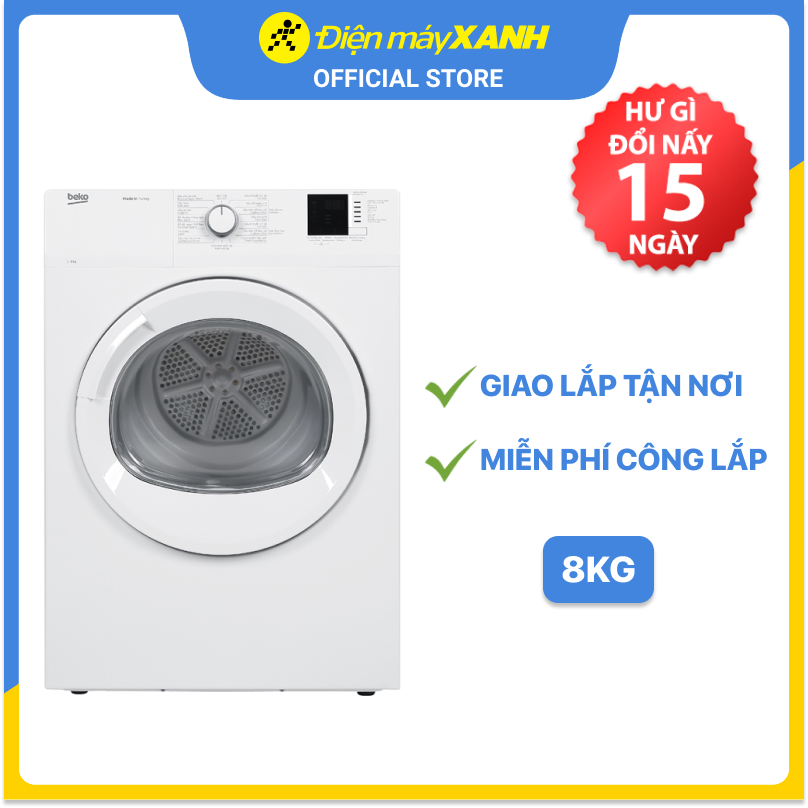 Máy sấy thông hơi Beko 8 Kg DA8112RX0W - Hàng chính hãng - Giao toàn quốc