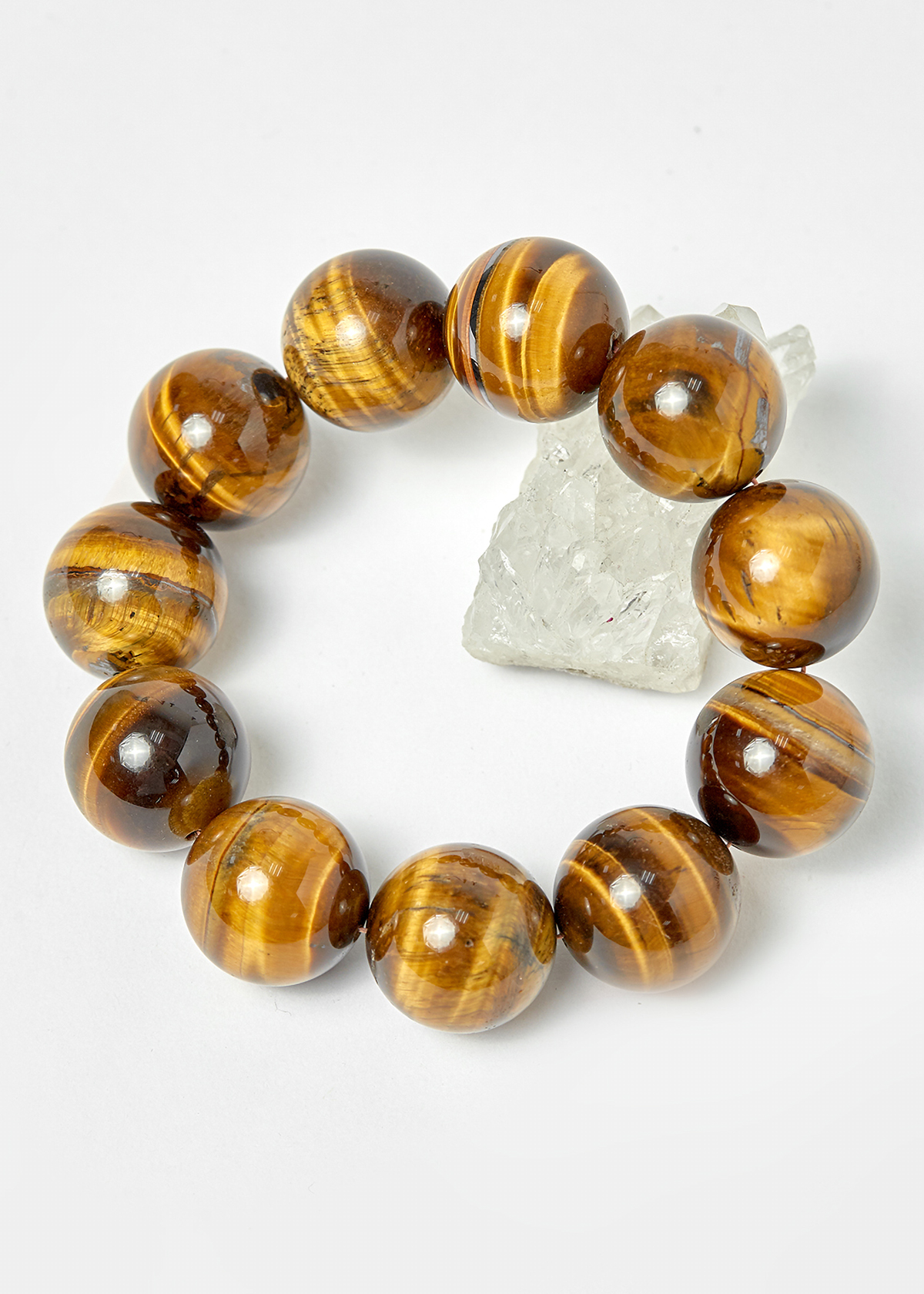 Vòng nam thạch anh mắt hổ vàng nâu hạt 20mm mệnh thổ, kim - Ngọc Quý Gemstones
