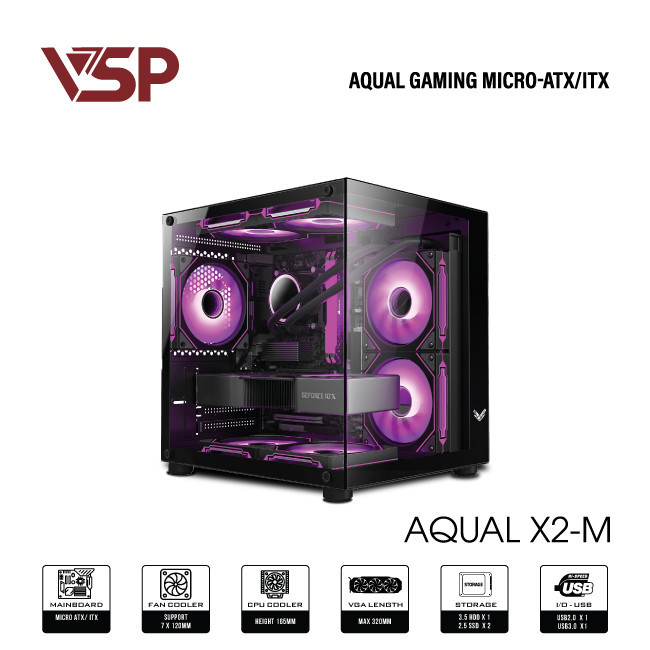 Vỏ Máy Tính Case VSP Aqual X2-M Đen – Hàng Chính Hãng