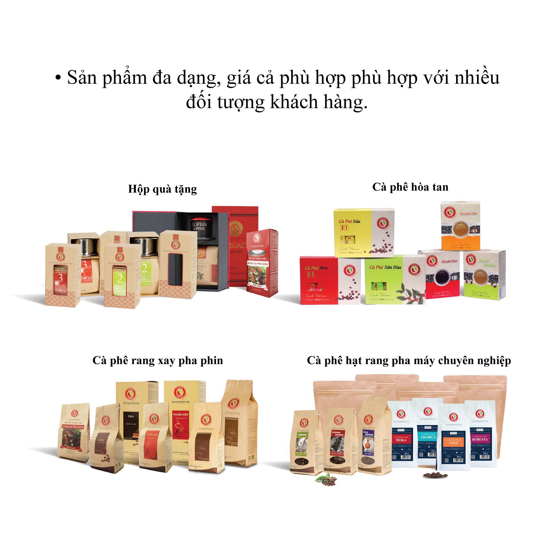 Cà phê rang xay truyền thống pha phin Thuần Việt -Copen Coffee - Vị đắng đậm đà dành cho pha phin - Hộp 500g