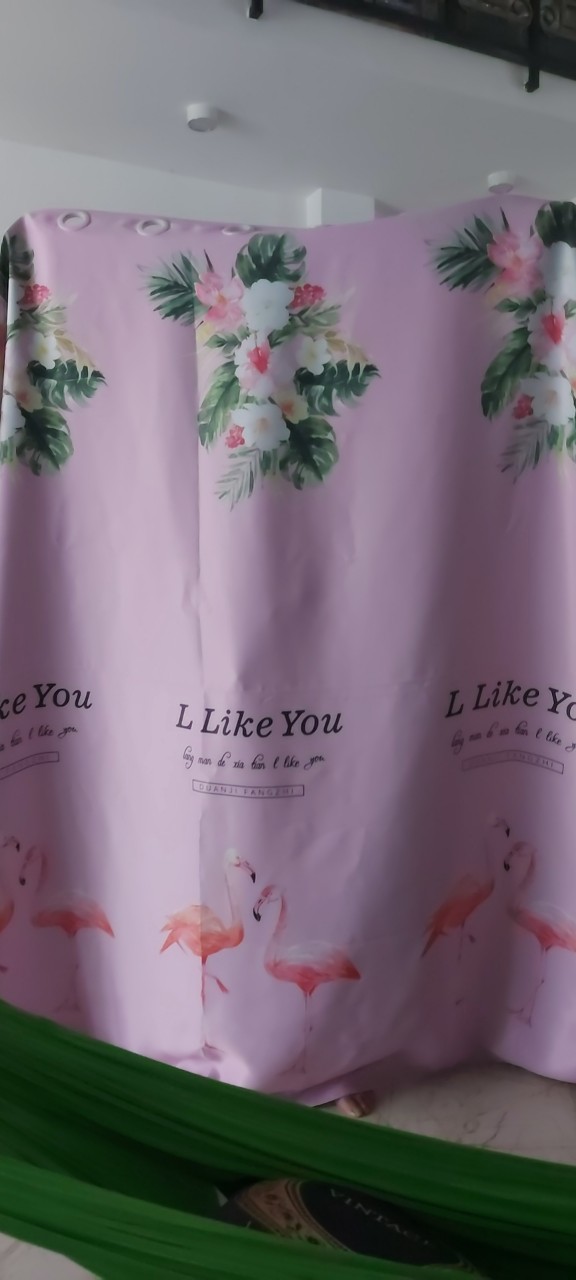 RÈM CỬA CHIM HẠC MÀU XANH VÀ HỒNG .SIZE 3M NGANG X 2M CAO
