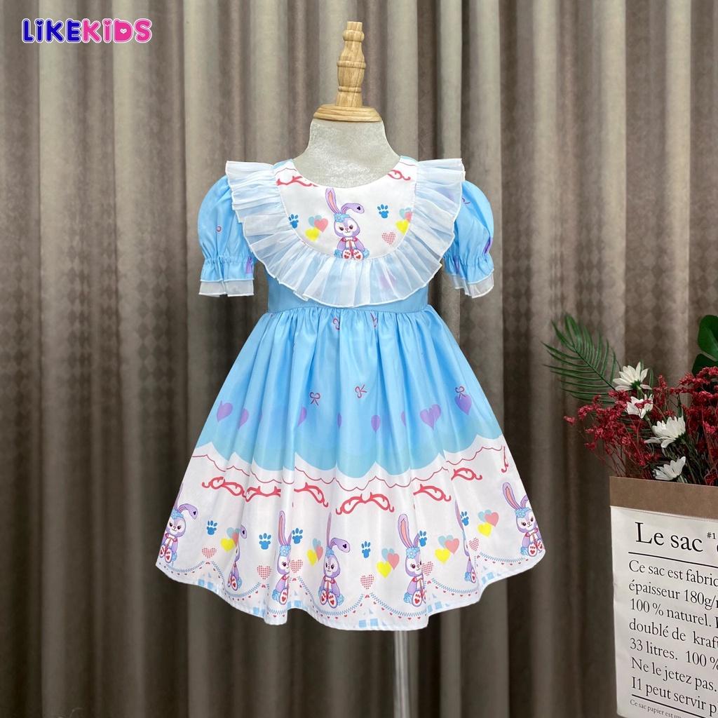 Đầm bé gái LIKEKIDS váy họa tiết thỏ xinh xắn dành cho trẻ em mẫu giáo tiểu học từ 1 tuổi đến 10 tuổi
