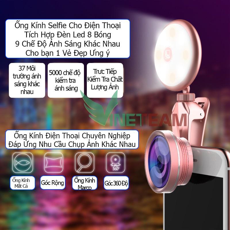 Ống lens RK19S hỗ trợ Selfie Cho điện thoại tích hợp đèn led 8 bóng -dc3082