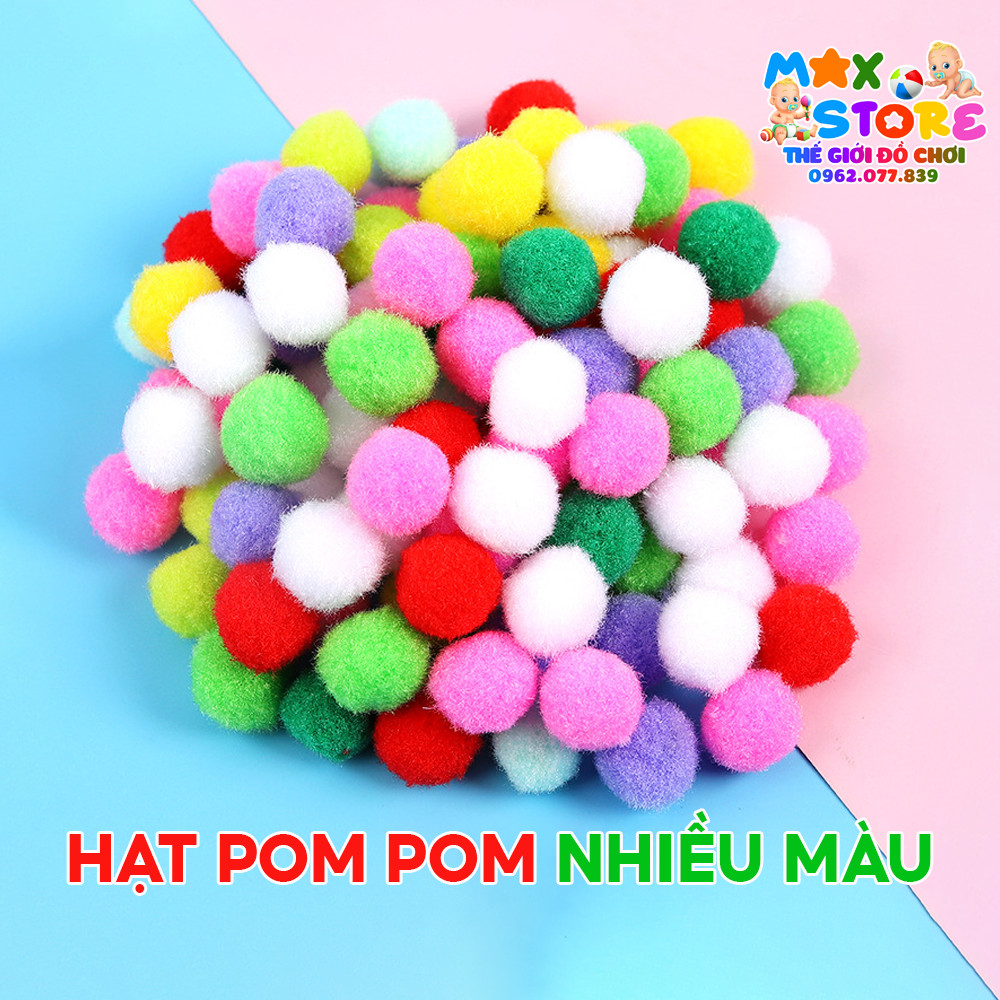 Túi 100gram Hạt PomPom Kích Thước Từ 1cm - 3cm Màu Sắc Đa Dạng