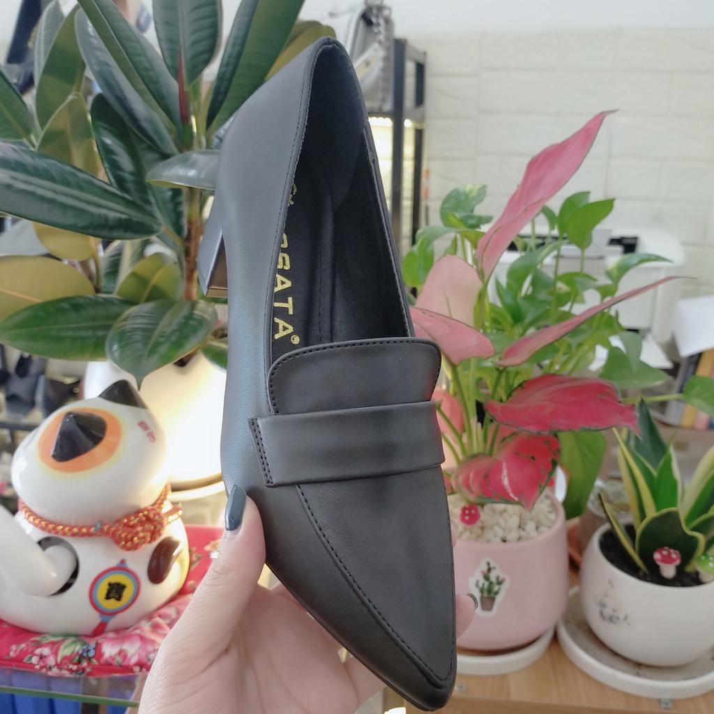 Giày công sở nữ da lì, gót trụ ROSATA RO461 - 5p - Đen, Đỏ - HÀNG VIỆT NAM - BKSTORE